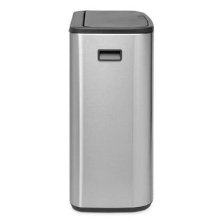 Stainless steel Brabantia Bo Touch Bin 60L med svart lock och handtag för kasta sopor