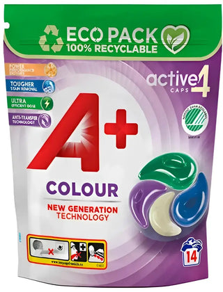 A+ Color Active 4 Tvättkaplsar - 14st rosa