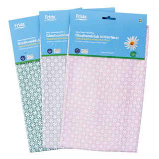GLASHANDDUK MIKROFIBER SORT MÖNSTER - FRIDA