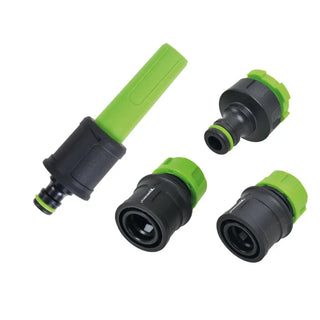 Gardening hose connector set with spray nozzle for snabbkoppling ½ tum, Yardsmith