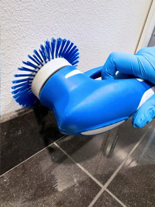 Blå lättanvänd skurmaskin Activa Handy Scrubber med ergonomisk design och roterande borste