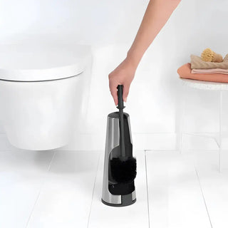 Toalettborste Brabantia Classic med svart huvud i modern grå hållare
