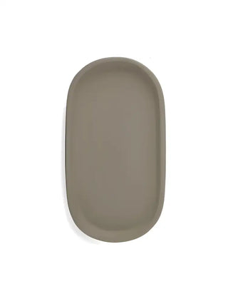 Beige oval betongbricka för servering, svensk design, unikt hantverk, varje bricka
