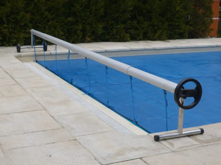 Teleskopisk pool upprullningsenhet mobil 180-460 cm med roller och vev system