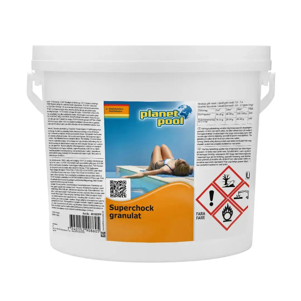 Planet Pool Superchock granulat 3kg chockklor pool kraftfull desinfektion alger bakterier