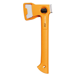 Orangehammare Fiskars X13 med svart lås och skydd för extra vass egg