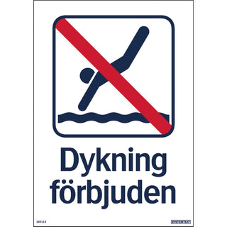 SKYLT DYKNING FÖRBJUDEN 210X297 AL - SYSTEMTEXT