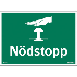 SKYLT NÖDSTOPP 148X105 DE - SYSTEMTEXT