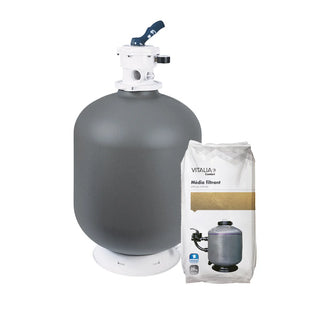 VITALIA ACCESS: Filterbehållare med toppmonterad ventil, D615, 14 m3/h, inkl sand