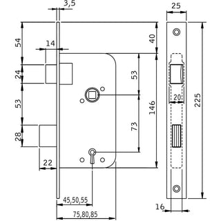 LÅSHUS 40B7-85 V       SB  ASSA/FAS - ASSA
