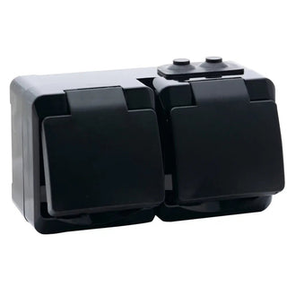 Barebo Vägguttag 2 - v Ip44 Svart Jord | CleanNest - BAREBO | CleanNest