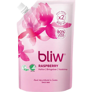 Bliw Tvål Rödklöver&Hallon Refill - 600ml - CleanNest