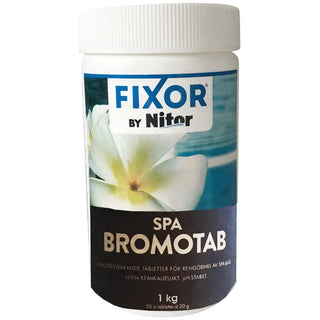 Vit plastbehållare med rengöringstabletter för spa.