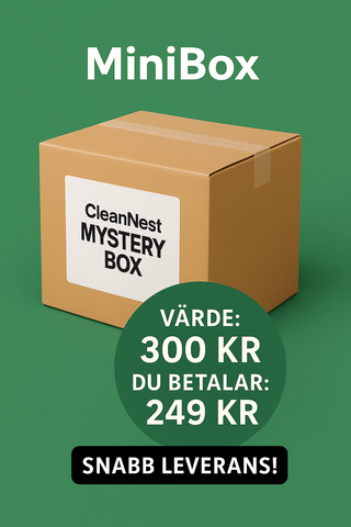 CleanNest MiniBox överraskningslåda med produkter värda ca 300 kr för endast 249 kr. Perfekt fynd för hemmet med snabb leverans.