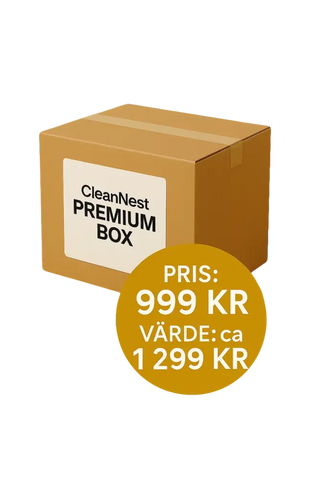 CleanNest PremiumBox – Storstädningspaket med produkter värda ca 1299 kr, erbjuds för 999 kr. Snabb leverans ingår.