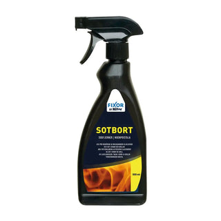 Svart sprayflaska med sotborttagningsmedel.