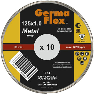 KAPSKIVA INOX 125X1X22,2 BURK 10P - GERMAFLEX