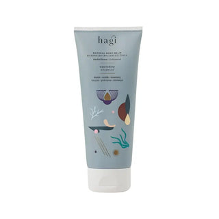 Ljusblå tub med Hagi natural body balm.