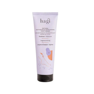 Ljuslila tub med Hagi Natural Softening & Exfoliating Foot Cream.