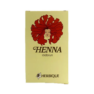 En ask med Henna-hårfärg i en rödbrun nyans.