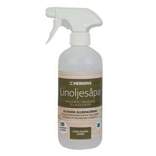 Herdins Linoljesåpa Spray 500ML - Effektiv Rengöring med naturliga ingredienser i praktisk sprayflaska för allrengöring i hemmet.