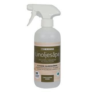 Herdins Linoljesåpa Spray 500ML - Effektiv Rengöring med naturliga ingredienser i praktisk sprayflaska för allrengöring i hemmet.