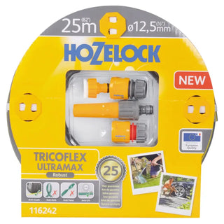 25 m Hozelock Tricoflex Ultramax trädgårdsslangset med kopplingar