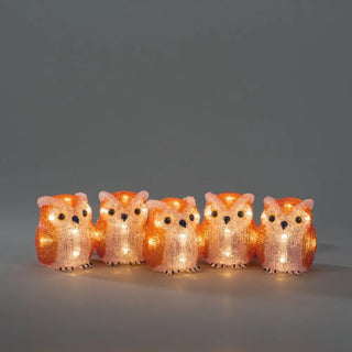 DEKORATION UGGLEFAMILJ 10CM 40LED - KONSTSMIDE