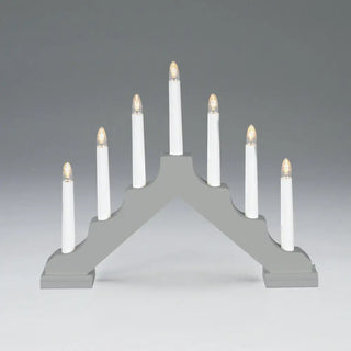 LJUSSTAKE 7LJ TRÄ GRÅ BATT 2322-305 - KONSTSMIDE