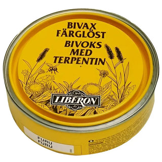 Gul burk av färglöst bivax med terpentin.
