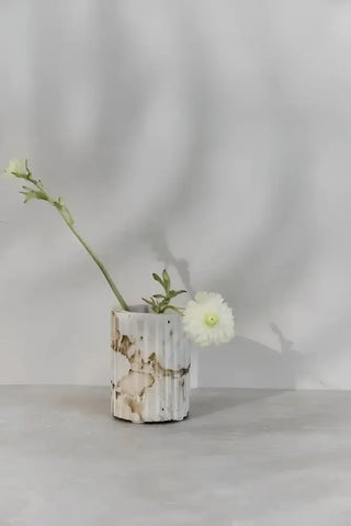 Naturlig marmor Eliana Tandborstmugg med ljusa blommor, perfekt för städprodukter