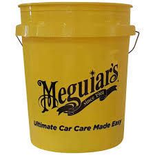 Meguiar's Bucket - Tvätthink 19L i gul plast med svart logotyp, perfekt för bilvård och rengöring. Robust hink för professionell bilvård.