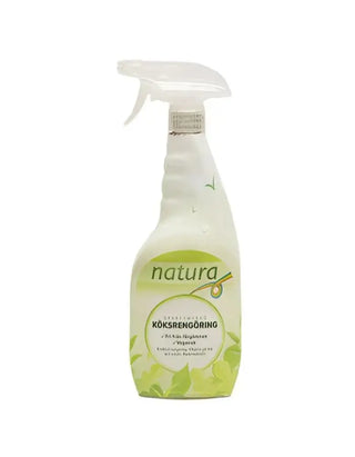 Sprayflaska med gröntonat köksrengöringsmedel.