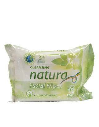 Natura Cleansing Facial Wipes med Aloe Vera, 25 våtservetter per förpackning.