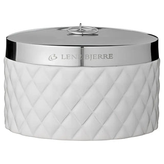 LENE BJERRE Portia Förvaringsburk – Ø15x9 cm, Vit/Silver vitt