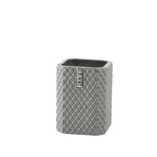 LENE BJERRE Marion Tandborstmugg – 7,5x7,5x10,5 cm, Mellangrå/Silver vitt
