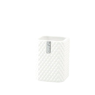 LENE BJERRE Marion Tandborstmugg – 7,5x7,5x10,5 cm, Vit/Silver