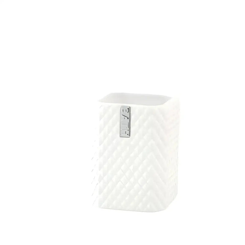 LENE BJERRE Marion Tandborstmugg – 7,5x7,5x10,5 cm, Vit/Silver vitt