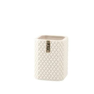 LENE BJERRE Marion Tandborstmugg – 7,5x7,5x10,5 cm, Camel/Ljusguld