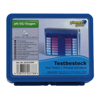 Testkit för pH och syre i poolvatten.