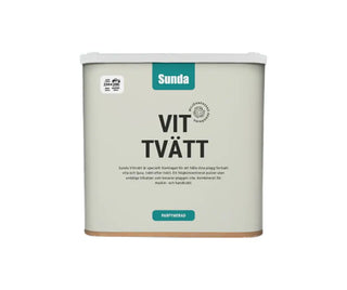 Behållare med vitt tvättmedel.