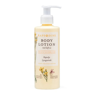 Krämfärgad pumpflaska med bodylotion.