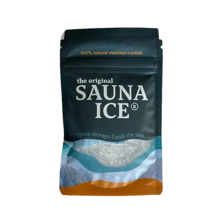 Sauna Ice 20g mentolkristaller för bastu, öppnar luftvägar och kyler huden. Perfekt bastutillbehör för frisk andning och avkoppling.