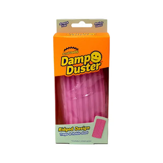 En rosa skrubbsvamp med räfflad design, förpackad i en låda som marknadsför den som repfri och luktresistent.