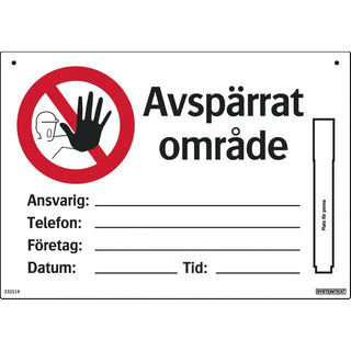 Systemtext Skylt Avspärrat Område 297x210 Pl | CleanNest - SYSTEMTEXT | CleanNest