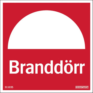 SKYLT BRANDDÖRR 100X100 PL - SYSTEMTEXT