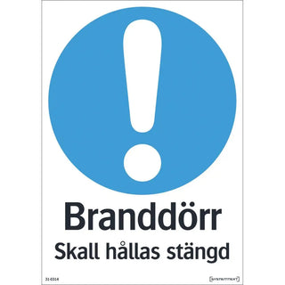 SKYLT BRANDDÖRR 210X297 PL TR - SYSTEMTEXT