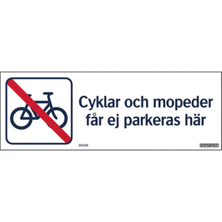 SKYLT CYKEL EJ PARKERING 297X105 PL - SYSTEMTEXT