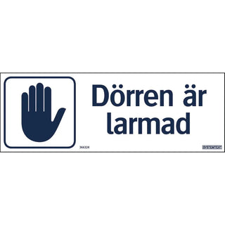 Systemtext Skylt Dörren Är Larmad 297x105 Pl | CleanNest - SYSTEMTEXT | CleanNest