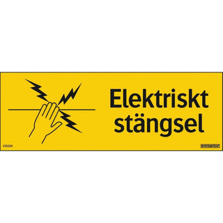 Systemtext Skylt Elstängsel Dubbel 297x105 Pl | CleanNest - SYSTEMTEXT | CleanNest